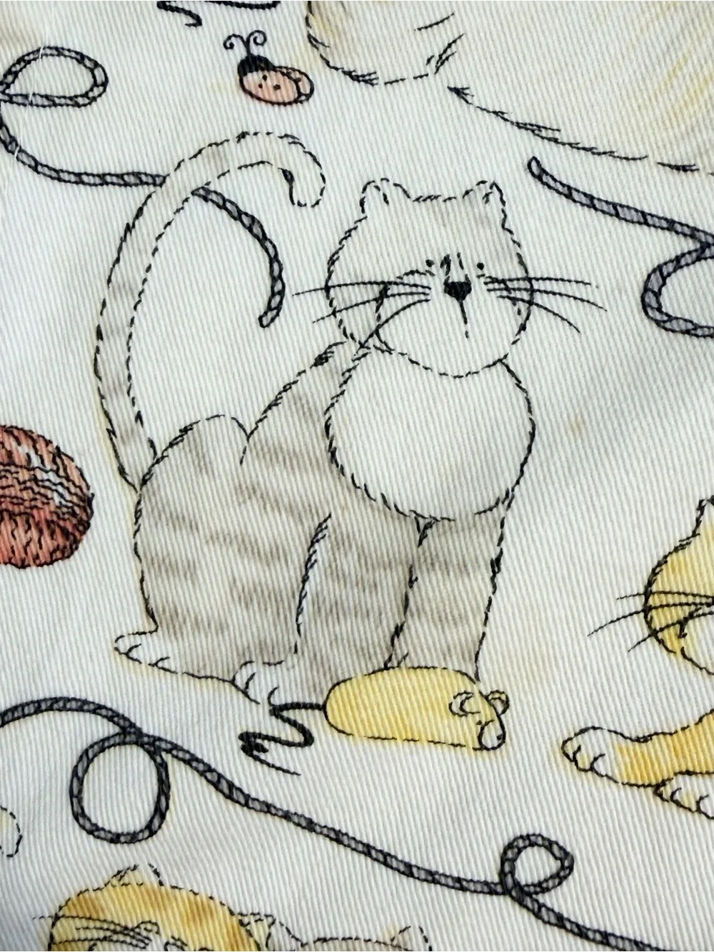 VINTAGE cats kitchen studio craft full apron 100% cotton kitty cat pet lover 90s